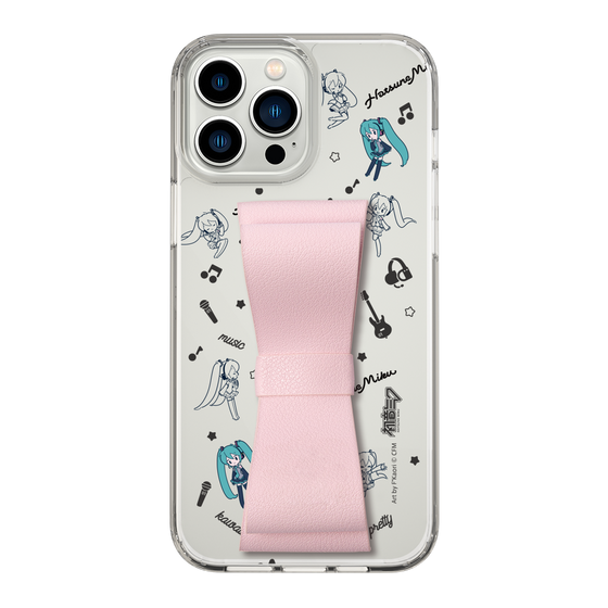 Slim Protection Case - STAND & RING RIBBON Sakura Pink［ HATSUNE MIKU - Ribbon - Instrumental - Monochrome ］