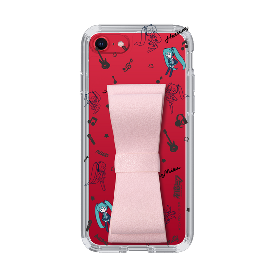 Slim Protection Case - STAND & RING RIBBON Sakura Pink［ HATSUNE MIKU - Ribbon - Instrumental - Monochrome ］