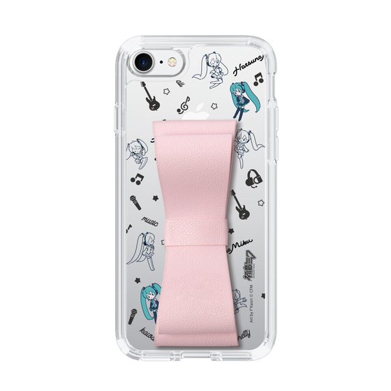 Slim Protection Case - STAND & RING RIBBON Sakura Pink［ HATSUNE MIKU - Ribbon - Instrumental - Monochrome ］