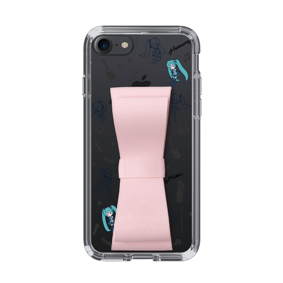 Slim Protection Case - STAND & RING RIBBON Sakura Pink［ HATSUNE MIKU - Ribbon - Instrumental - Monochrome ］