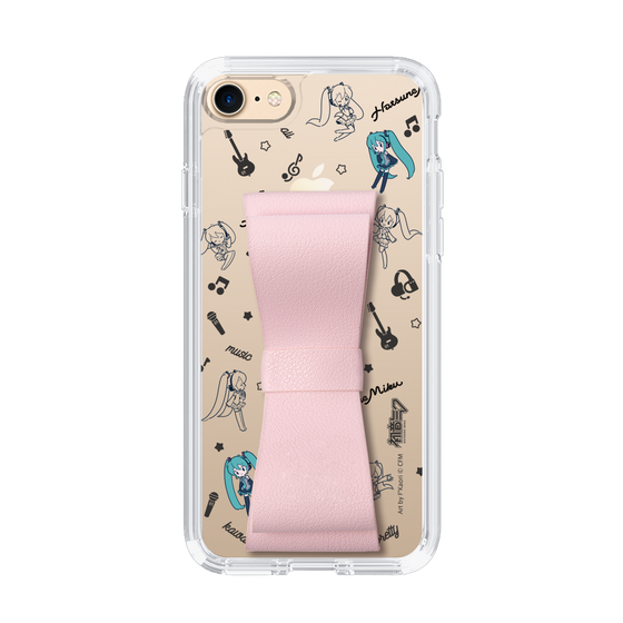 Slim Protection Case - STAND & RING RIBBON Sakura Pink［ HATSUNE MIKU - Ribbon - Instrumental - Monochrome ］