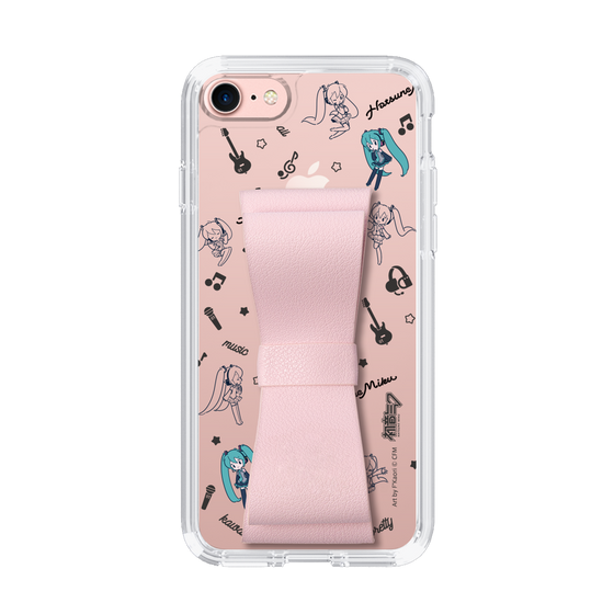 Slim Protection Case - STAND & RING RIBBON Sakura Pink［ HATSUNE MIKU - Ribbon - Instrumental - Monochrome ］