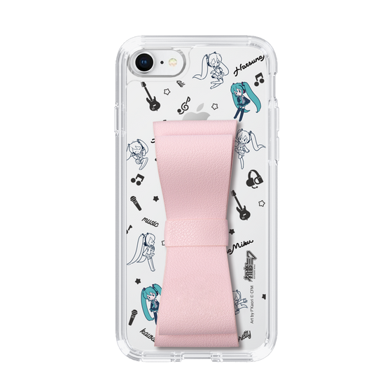 Slim Protection Case - STAND & RING RIBBON Sakura Pink［ HATSUNE MIKU - Ribbon - Instrumental - Monochrome ］