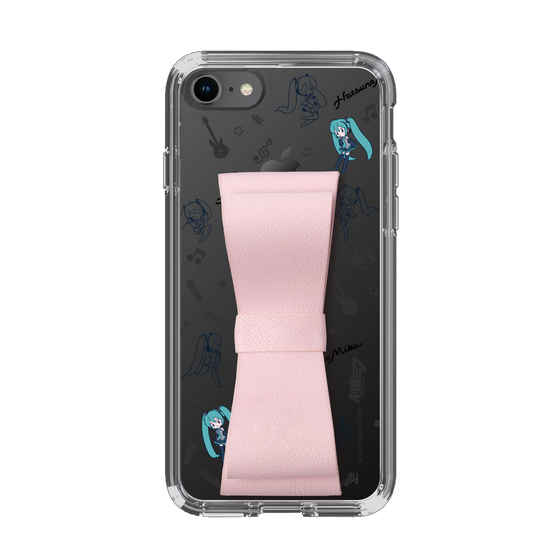 Slim Protection Case - STAND & RING RIBBON Sakura Pink［ HATSUNE MIKU - Ribbon - Instrumental - Monochrome ］