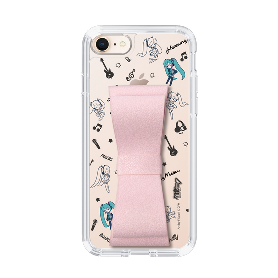 Slim Protection Case - STAND & RING RIBBON Sakura Pink［ HATSUNE MIKU - Ribbon - Instrumental - Monochrome ］