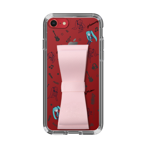 Slim Protection Case - STAND & RING RIBBON Sakura Pink［ HATSUNE MIKU - Ribbon - Instrumental - Monochrome ］