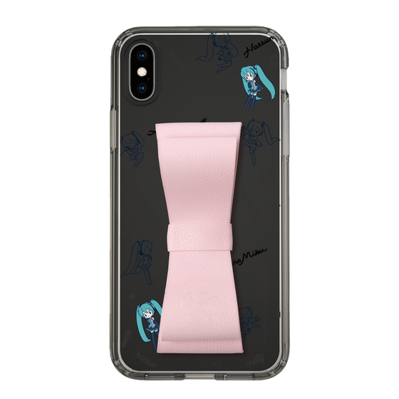 Slim Protection Case - STAND & RING RIBBON Sakura Pink［ HATSUNE MIKU - Ribbon - Instrumental - Monochrome ］