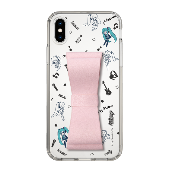 Slim Protection Case - STAND & RING RIBBON Sakura Pink［ HATSUNE MIKU - Ribbon - Instrumental - Monochrome ］