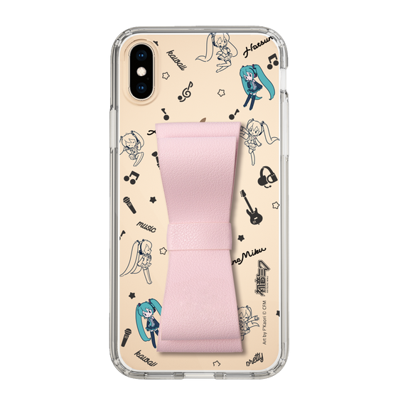Slim Protection Case - STAND & RING RIBBON Sakura Pink［ HATSUNE MIKU - Ribbon - Instrumental - Monochrome ］