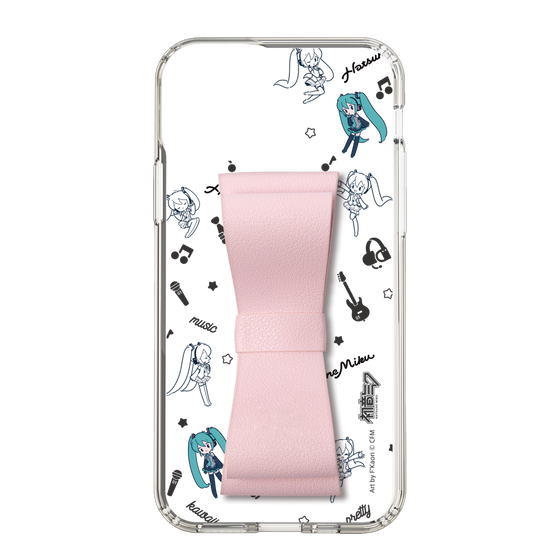 Slim Protection Case - STAND & RING RIBBON Sakura Pink［ HATSUNE MIKU - Ribbon - Instrumental - Monochrome ］