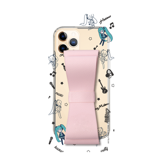 Slim Protection Case - STAND & RING RIBBON Sakura Pink［ HATSUNE MIKU - Ribbon - Instrumental - Monochrome ］