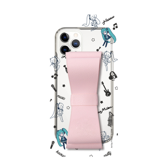 Slim Protection Case - STAND & RING RIBBON Sakura Pink［ HATSUNE MIKU - Ribbon - Instrumental - Monochrome ］