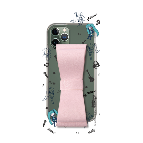 Slim Protection Case - STAND & RING RIBBON Sakura Pink［ HATSUNE MIKU - Ribbon - Instrumental - Monochrome ］