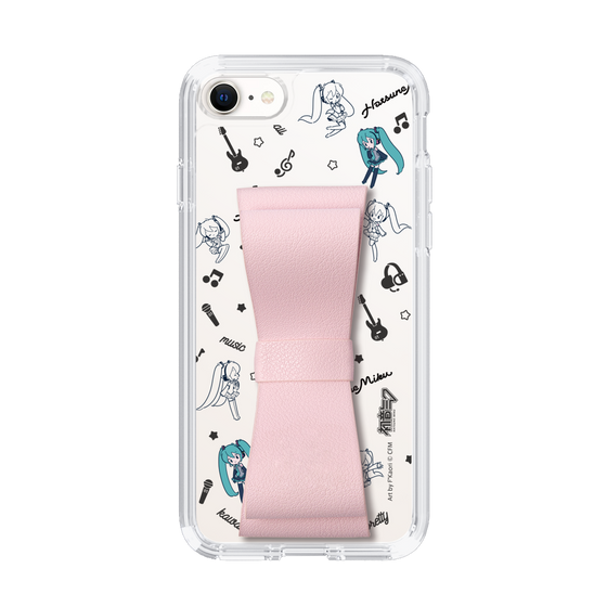 Slim Protection Case - STAND & RING RIBBON Sakura Pink［ HATSUNE MIKU - Ribbon - Instrumental - Monochrome ］