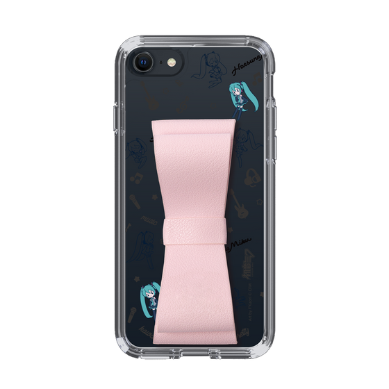 Slim Protection Case - STAND & RING RIBBON Sakura Pink［ HATSUNE MIKU - Ribbon - Instrumental - Monochrome ］