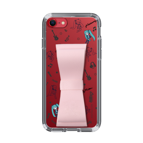 Slim Protection Case - STAND & RING RIBBON Sakura Pink［ HATSUNE MIKU - Ribbon - Instrumental - Monochrome ］