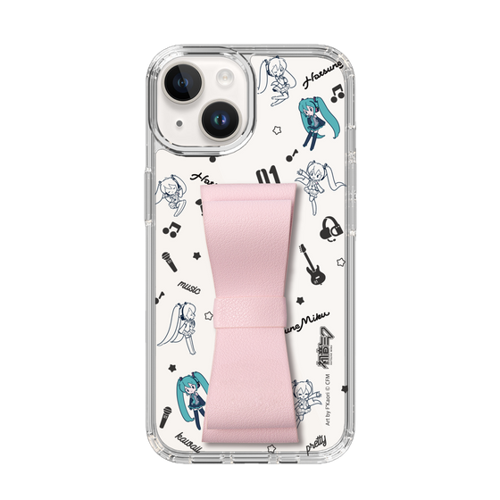 Slim Protection Case - STAND & RING RIBBON Sakura Pink［ HATSUNE MIKU - Ribbon - Instrumental - Monochrome ］