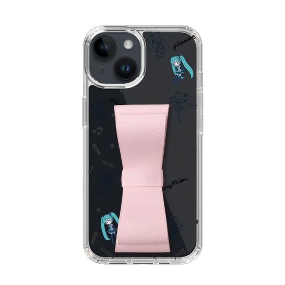 Slim Protection Case - STAND & RING RIBBON Sakura Pink［ HATSUNE MIKU - Ribbon - Instrumental - Monochrome ］