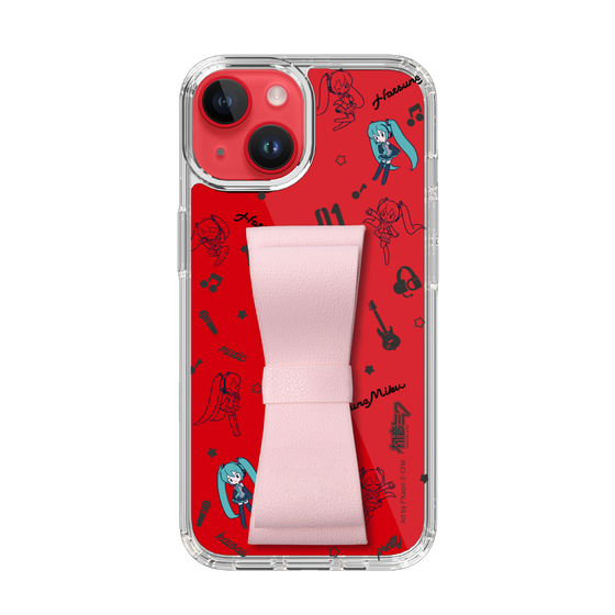 Slim Protection Case - STAND & RING RIBBON Sakura Pink［ HATSUNE MIKU - Ribbon - Instrumental - Monochrome ］
