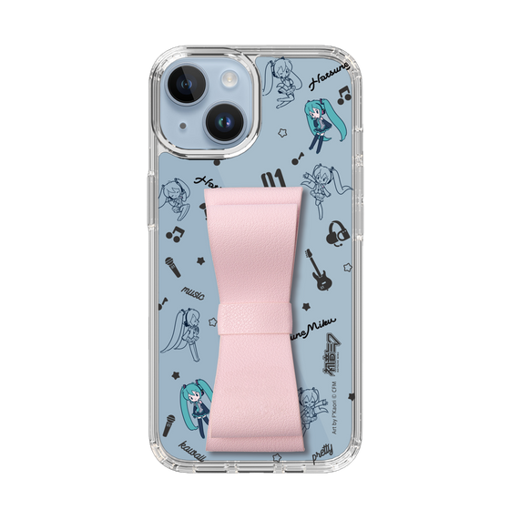 Slim Protection Case - STAND & RING RIBBON Sakura Pink［ HATSUNE MIKU - Ribbon - Instrumental - Monochrome ］