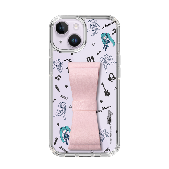Slim Protection Case - STAND & RING RIBBON Sakura Pink［ HATSUNE MIKU - Ribbon - Instrumental - Monochrome ］