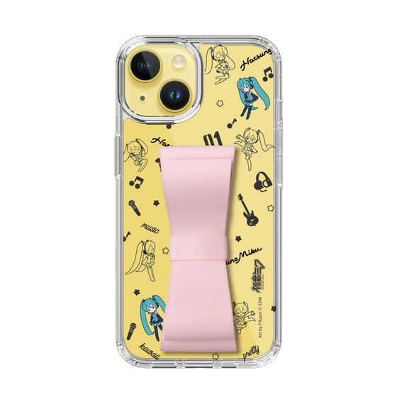 Slim Protection Case - STAND & RING RIBBON Sakura Pink［ HATSUNE MIKU - Ribbon - Instrumental - Monochrome ］