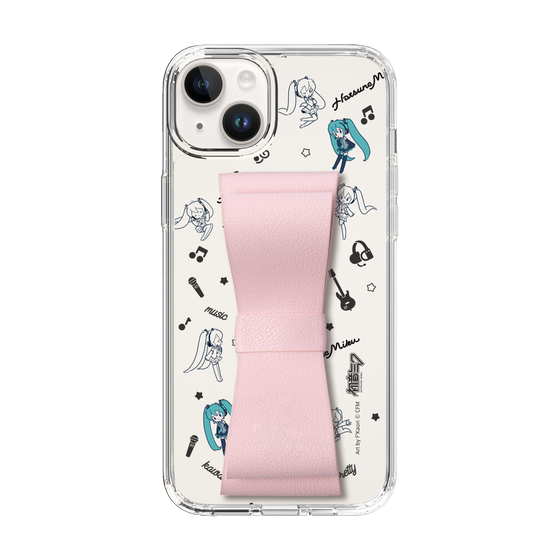 Slim Protection Case - STAND & RING RIBBON Sakura Pink［ HATSUNE MIKU - Ribbon - Instrumental - Monochrome ］