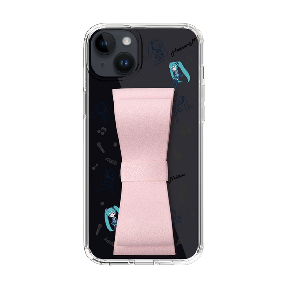 Slim Protection Case - STAND & RING RIBBON Sakura Pink［ HATSUNE MIKU - Ribbon - Instrumental - Monochrome ］