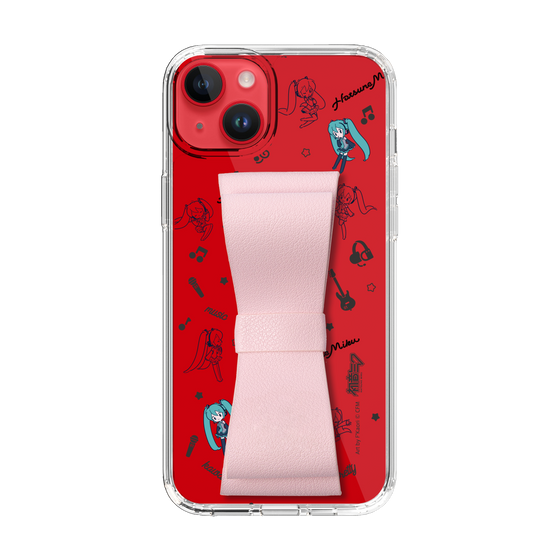Slim Protection Case - STAND & RING RIBBON Sakura Pink［ HATSUNE MIKU - Ribbon - Instrumental - Monochrome ］