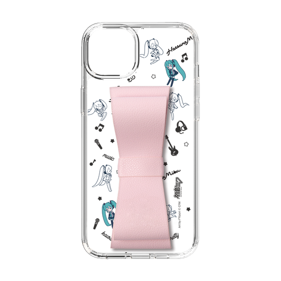 Slim Protection Case - STAND & RING RIBBON Sakura Pink［ HATSUNE MIKU - Ribbon - Instrumental - Monochrome ］