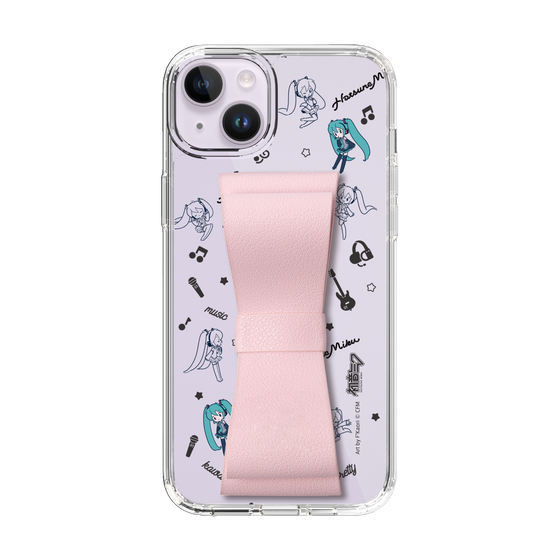 Slim Protection Case - STAND & RING RIBBON Sakura Pink［ HATSUNE MIKU - Ribbon - Instrumental - Monochrome ］