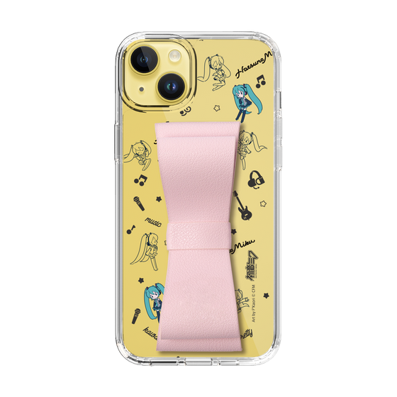 Slim Protection Case - STAND & RING RIBBON Sakura Pink［ HATSUNE MIKU - Ribbon - Instrumental - Monochrome ］