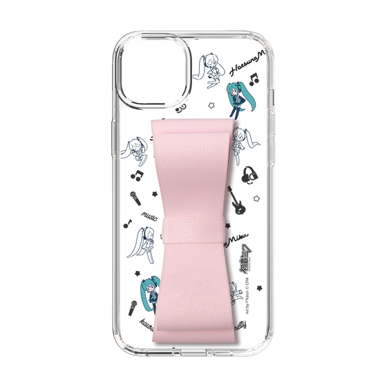 Slim Protection Case - STAND & RING RIBBON Sakura Pink［ HATSUNE MIKU - Ribbon - Instrumental - Monochrome ］