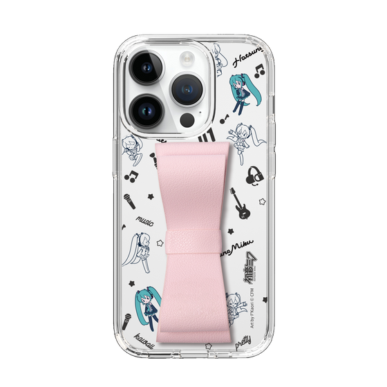 Slim Protection Case - STAND & RING RIBBON Sakura Pink［ HATSUNE MIKU - Ribbon - Instrumental - Monochrome ］