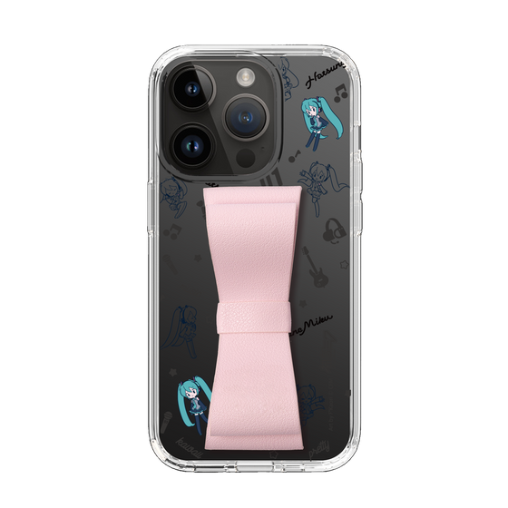 Slim Protection Case - STAND & RING RIBBON Sakura Pink［ HATSUNE MIKU - Ribbon - Instrumental - Monochrome ］