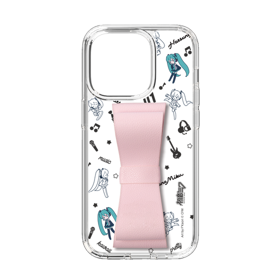 Slim Protection Case - STAND & RING RIBBON Sakura Pink［ HATSUNE MIKU - Ribbon - Instrumental - Monochrome ］