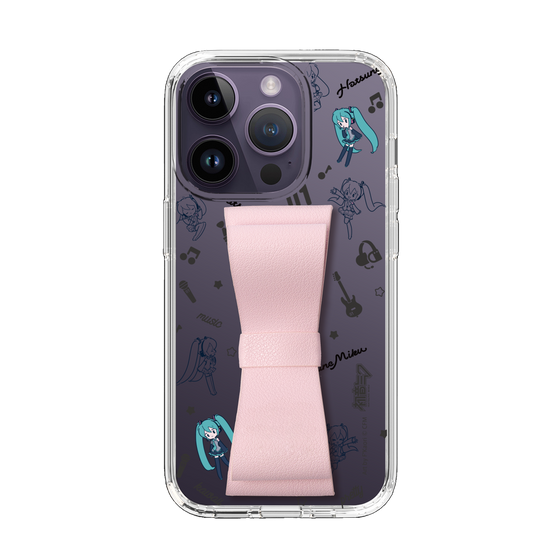 Slim Protection Case - STAND & RING RIBBON Sakura Pink［ HATSUNE MIKU - Ribbon - Instrumental - Monochrome ］