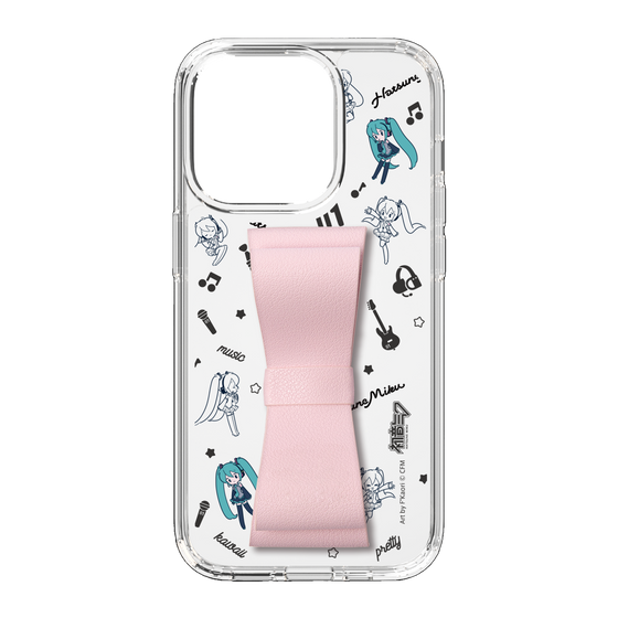 Slim Protection Case - STAND & RING RIBBON Sakura Pink［ HATSUNE MIKU - Ribbon - Instrumental - Monochrome ］