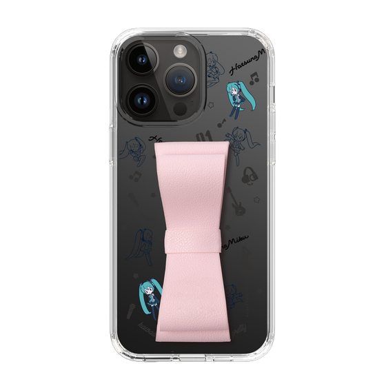 Slim Protection Case - STAND & RING RIBBON Sakura Pink［ HATSUNE MIKU - Ribbon - Instrumental - Monochrome ］