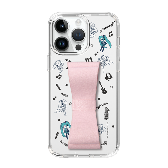 Slim Protection Case - STAND & RING RIBBON Sakura Pink［ HATSUNE MIKU - Ribbon - Instrumental - Monochrome ］