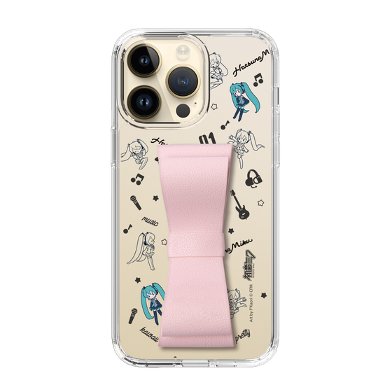 Slim Protection Case - STAND & RING RIBBON Sakura Pink［ HATSUNE MIKU - Ribbon - Instrumental - Monochrome ］