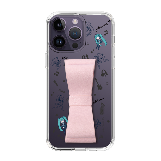 Slim Protection Case - STAND & RING RIBBON Sakura Pink［ HATSUNE MIKU - Ribbon - Instrumental - Monochrome ］