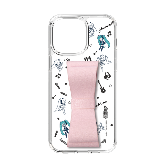Slim Protection Case - STAND & RING RIBBON Sakura Pink［ HATSUNE MIKU - Ribbon - Instrumental - Monochrome ］