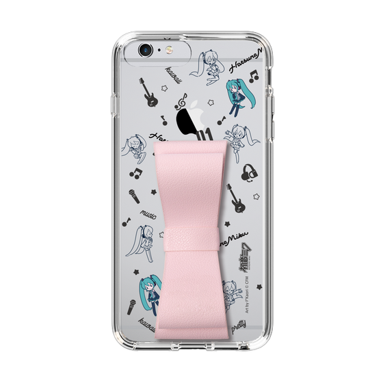 Slim Protection Case - STAND & RING RIBBON Sakura Pink［ HATSUNE MIKU - Ribbon - Instrumental - Monochrome ］