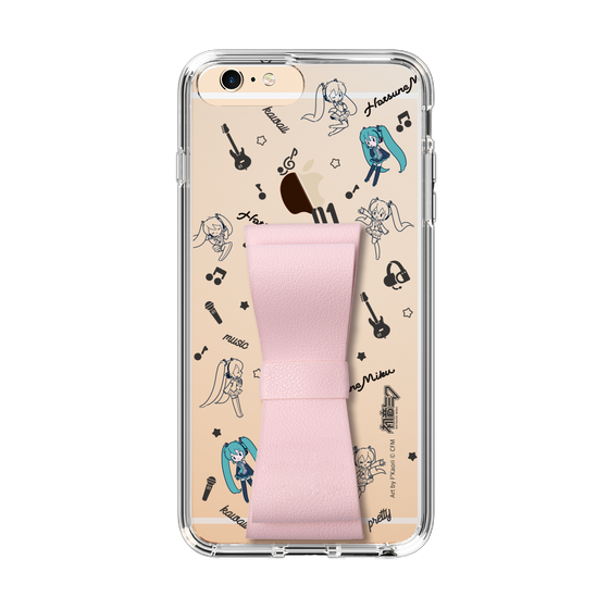 Slim Protection Case - STAND & RING RIBBON Sakura Pink［ HATSUNE MIKU - Ribbon - Instrumental - Monochrome ］