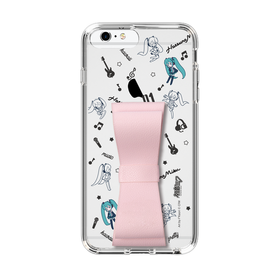 Slim Protection Case - STAND & RING RIBBON Sakura Pink［ HATSUNE MIKU - Ribbon - Instrumental - Monochrome ］