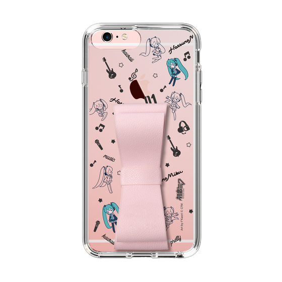 Slim Protection Case - STAND & RING RIBBON Sakura Pink［ HATSUNE MIKU - Ribbon - Instrumental - Monochrome ］