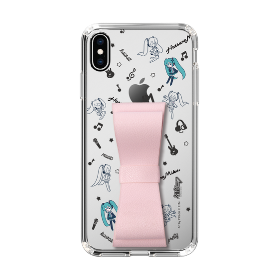 Slim Protection Case - STAND & RING RIBBON Sakura Pink［ HATSUNE MIKU - Ribbon - Instrumental - Monochrome ］