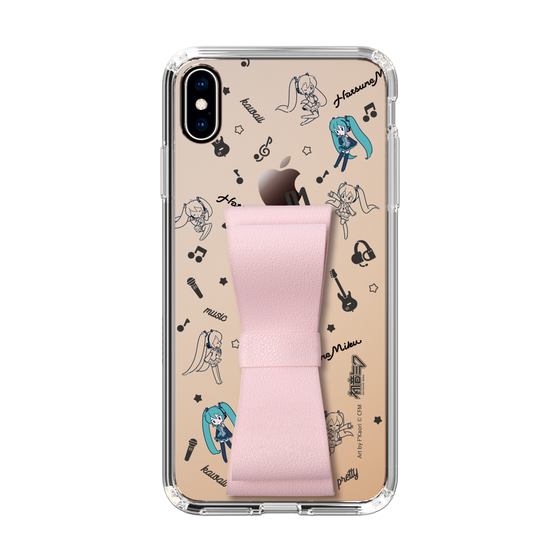 Slim Protection Case - STAND & RING RIBBON Sakura Pink［ HATSUNE MIKU - Ribbon - Instrumental - Monochrome ］