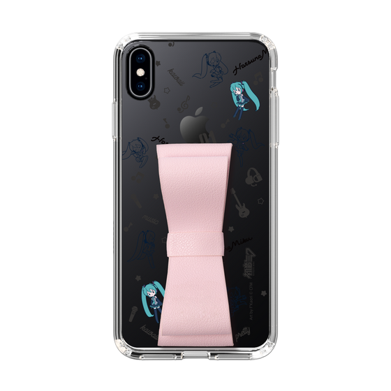 Slim Protection Case - STAND & RING RIBBON Sakura Pink［ HATSUNE MIKU - Ribbon - Instrumental - Monochrome ］